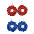 Red and blue “PVC Round” earrings